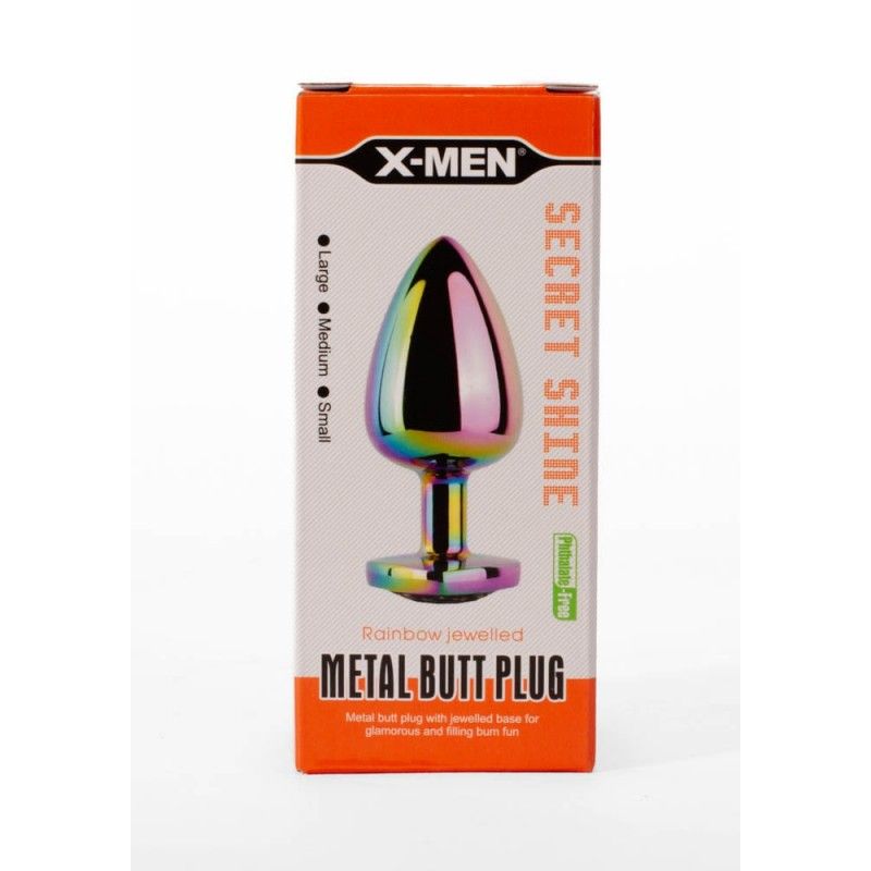 Анальна пробка X-Men Secret Shine Rainbow, 9,5 см (мульті)