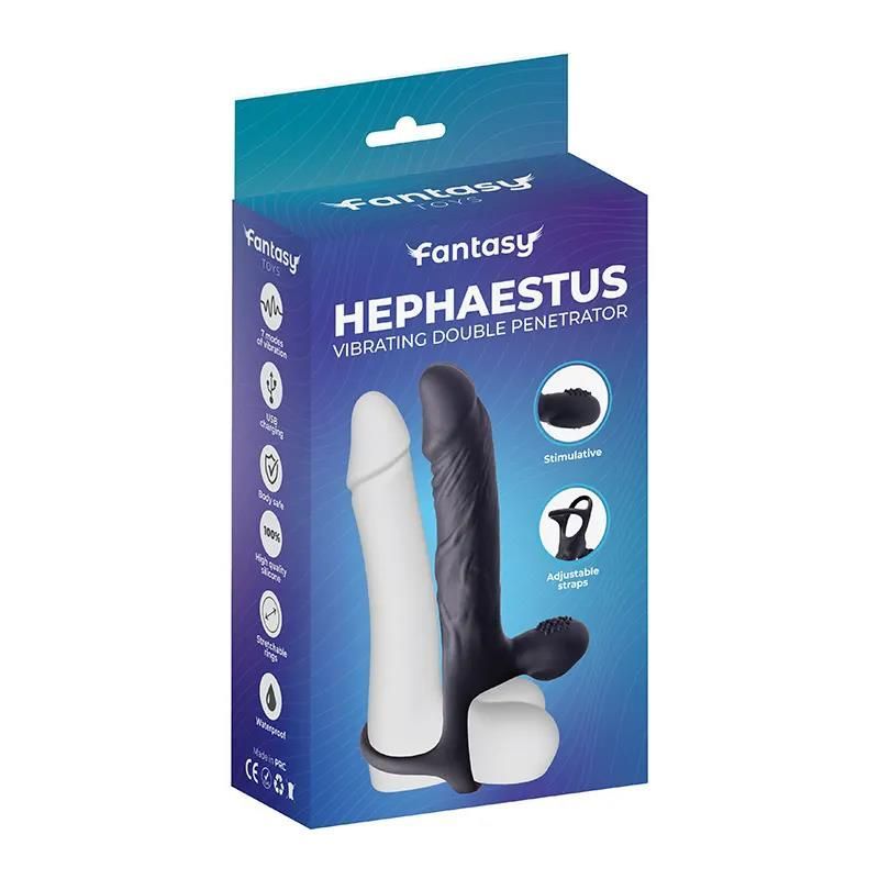 Насадка на пенис для двойного проникновения Fantasy Hephaestus, 19.5 см (черный)
