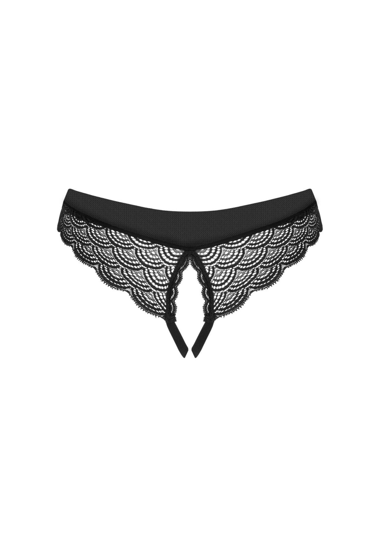 Трусики-стринги Obsessive Chemeris Crotchless, XS/S (черный)