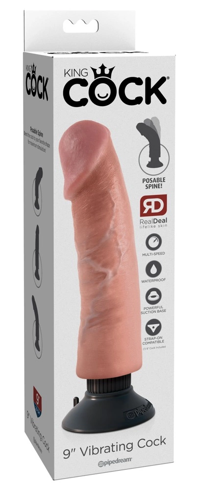 Вибратор King Cock Vibrating Cock, 25 см (телесный)