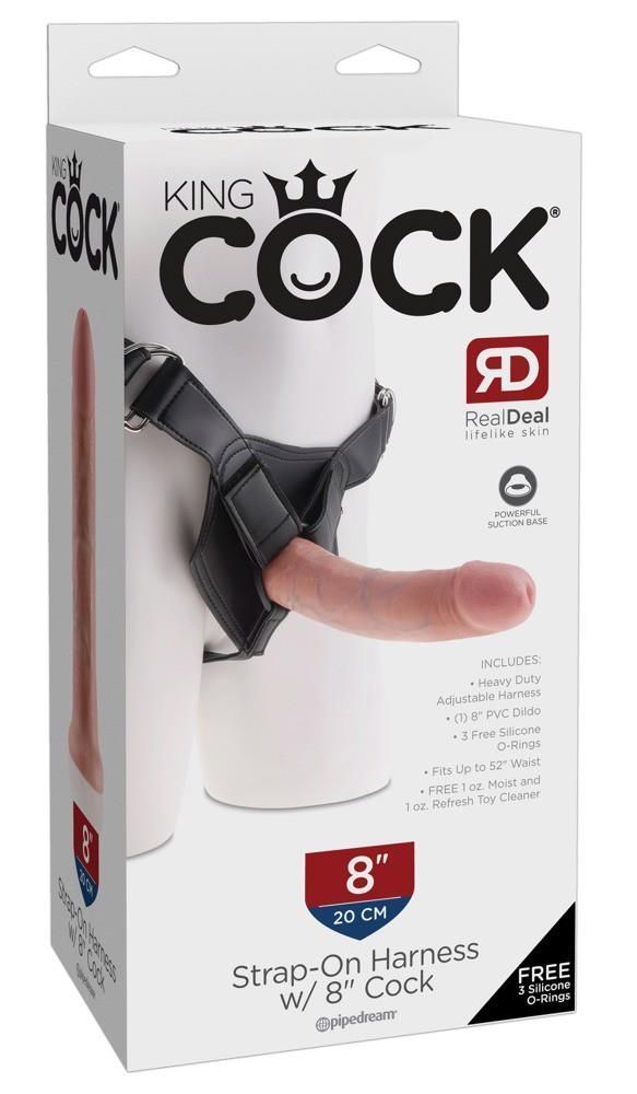 Страпон King Cock Strap-On Harness 8 Inch, 20,3 см (тілесний)