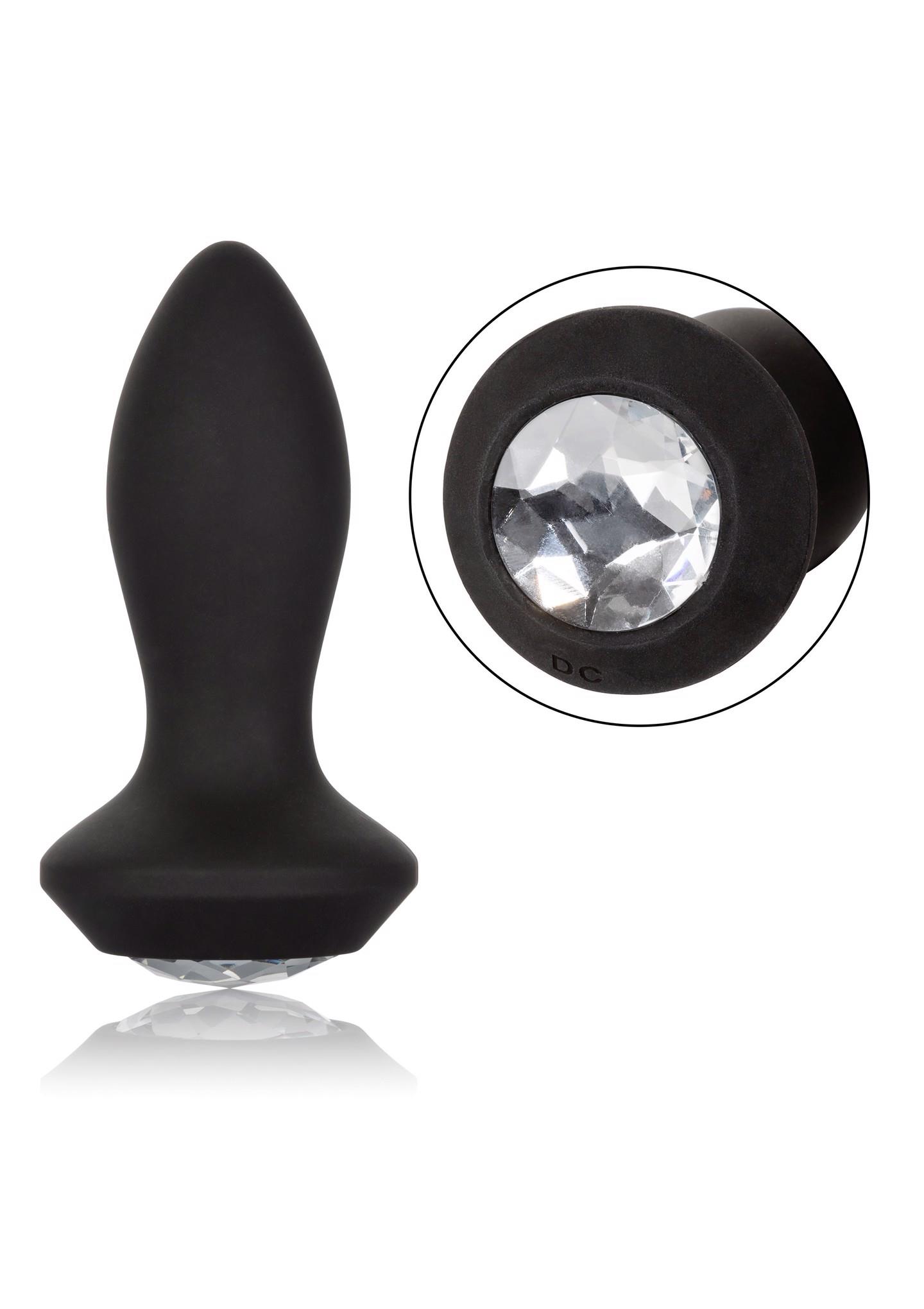 CalExotics Petite Crystal Probe - Korek analny, Czarny, 9.5 cm