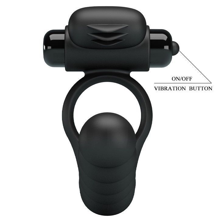 Насадка на пенис с вибрацией и эрекционным кольцом Pretty Love Hercules Penis Sheath III, 15,3 см (черный)