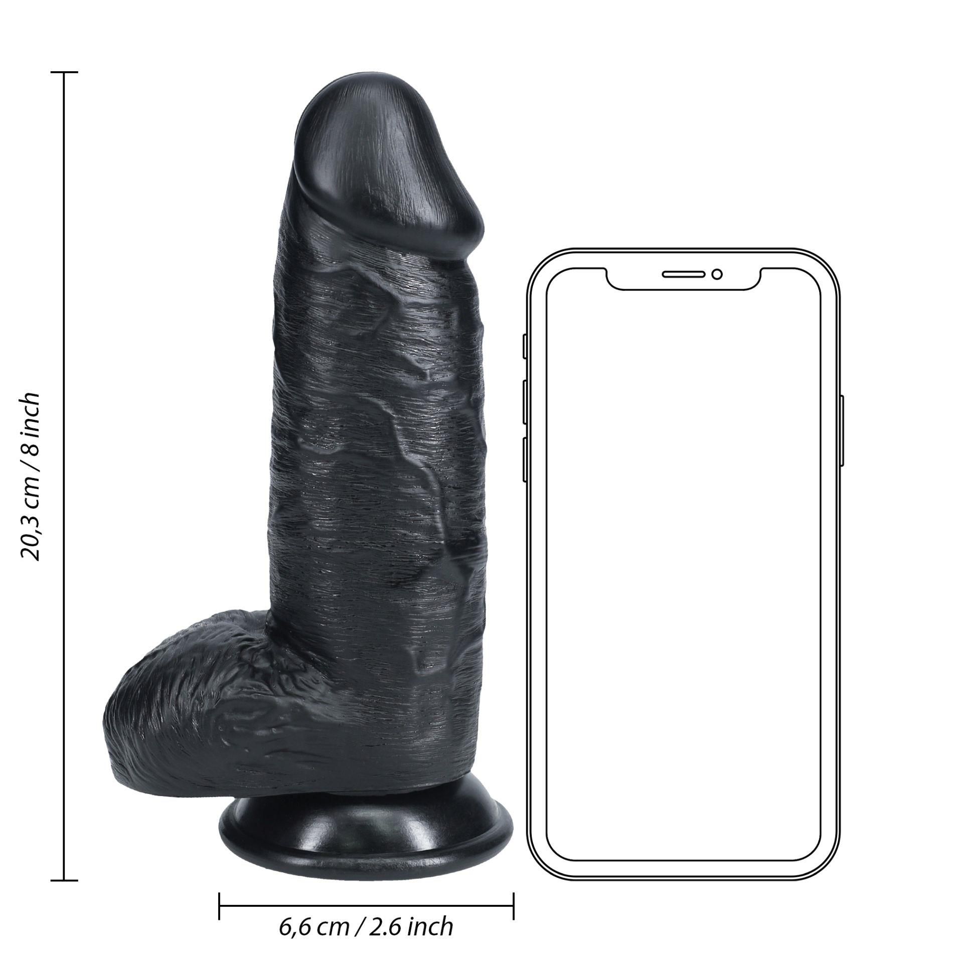 Фаллоимитатор RealRock Extra Thick 8”, 20.3 см (черный)