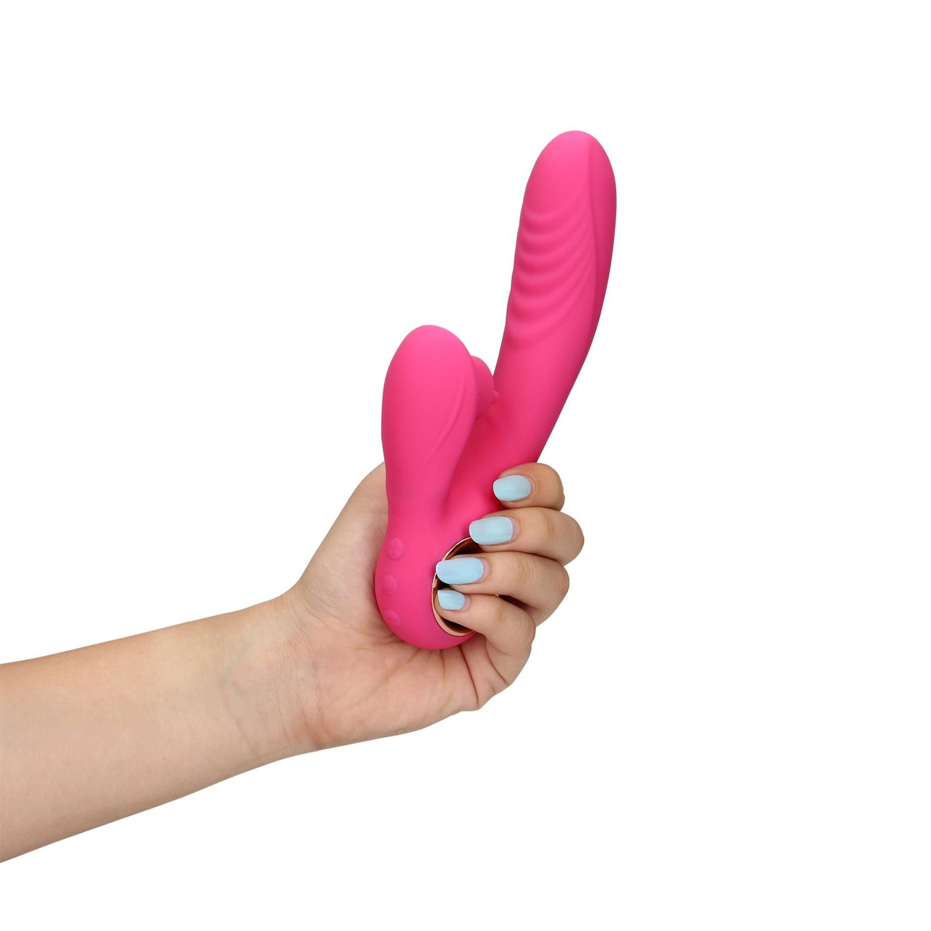 Вибратор-кролик Loveline Tongue Flickering and Heating, 21,5 см (розовый)