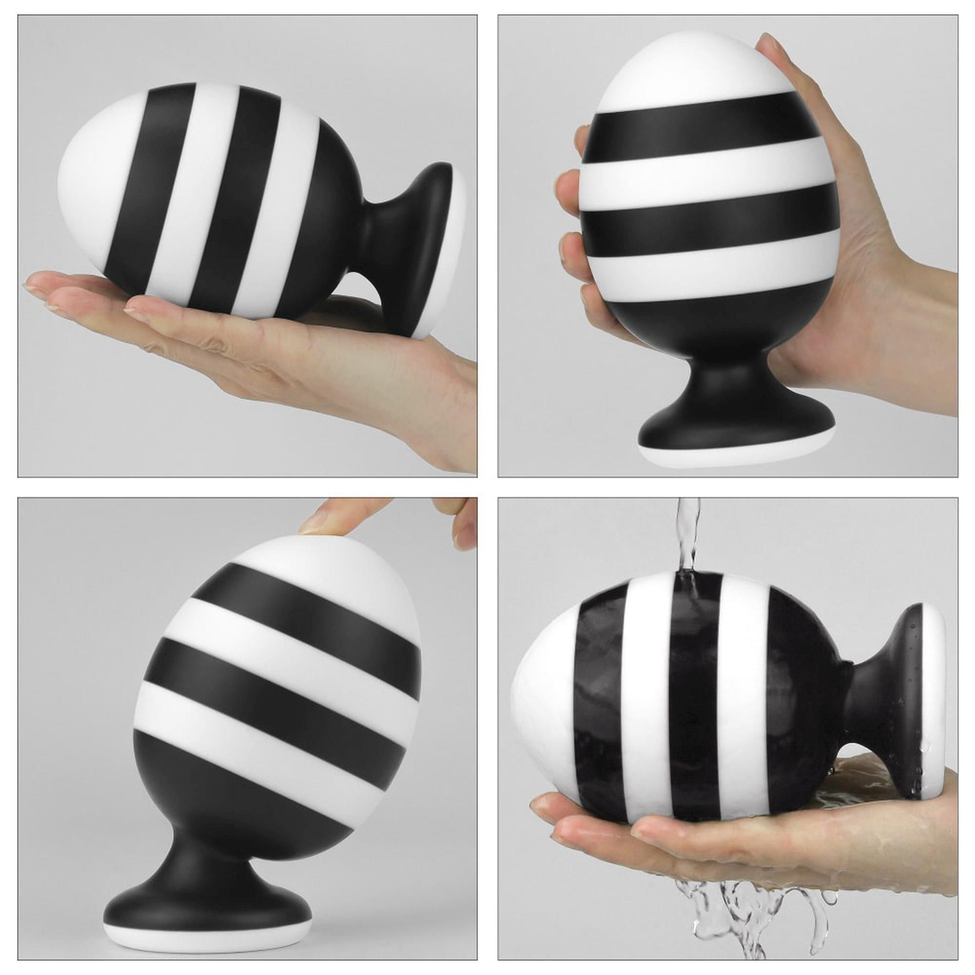 Korek analny LoveToy X-Missioner, 14 cm (czarny-biały)