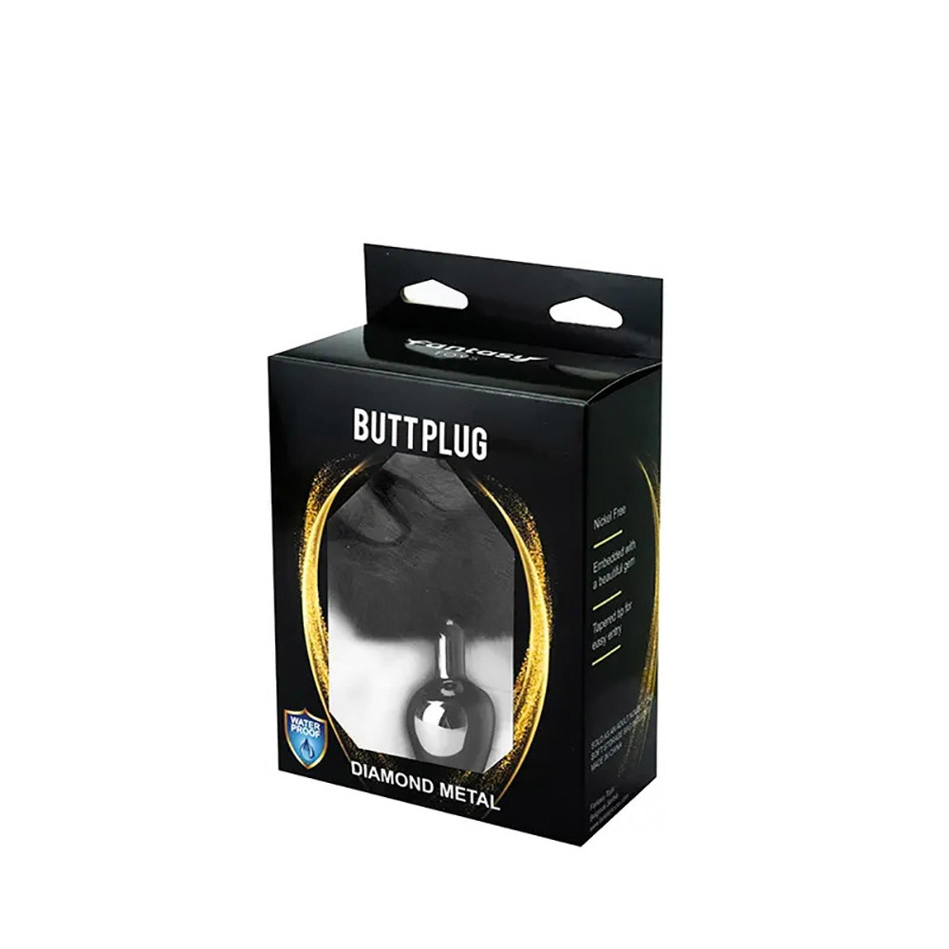 Анальна пробка Fantasy Butt Plug bunny tail, 7 см (чорний)