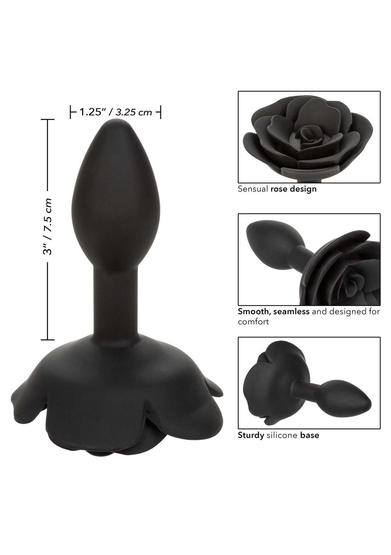 Анальная пробка Calexotics Rose Anal Plug Small, 7.5 см (черный)