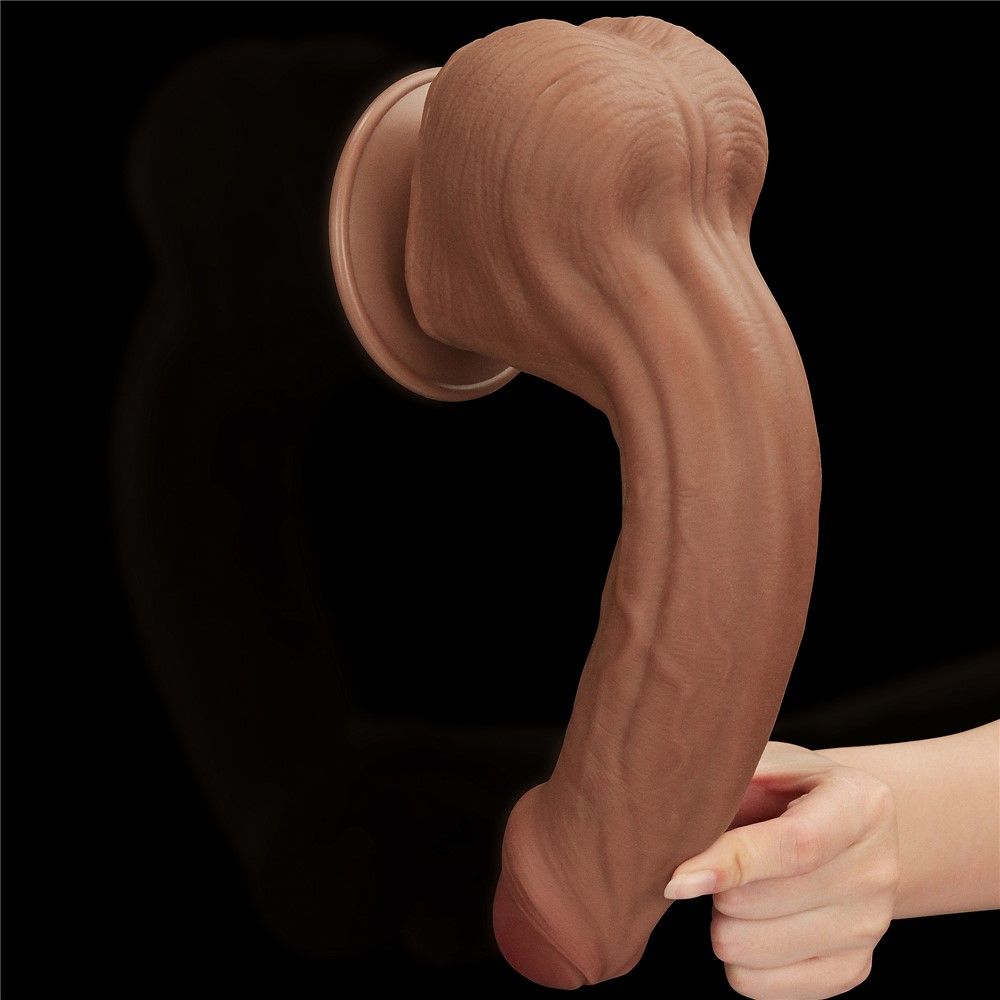 Dildo LoveToy Sliding-Skin Dual Layer Dong, 29 cm (brązowy)