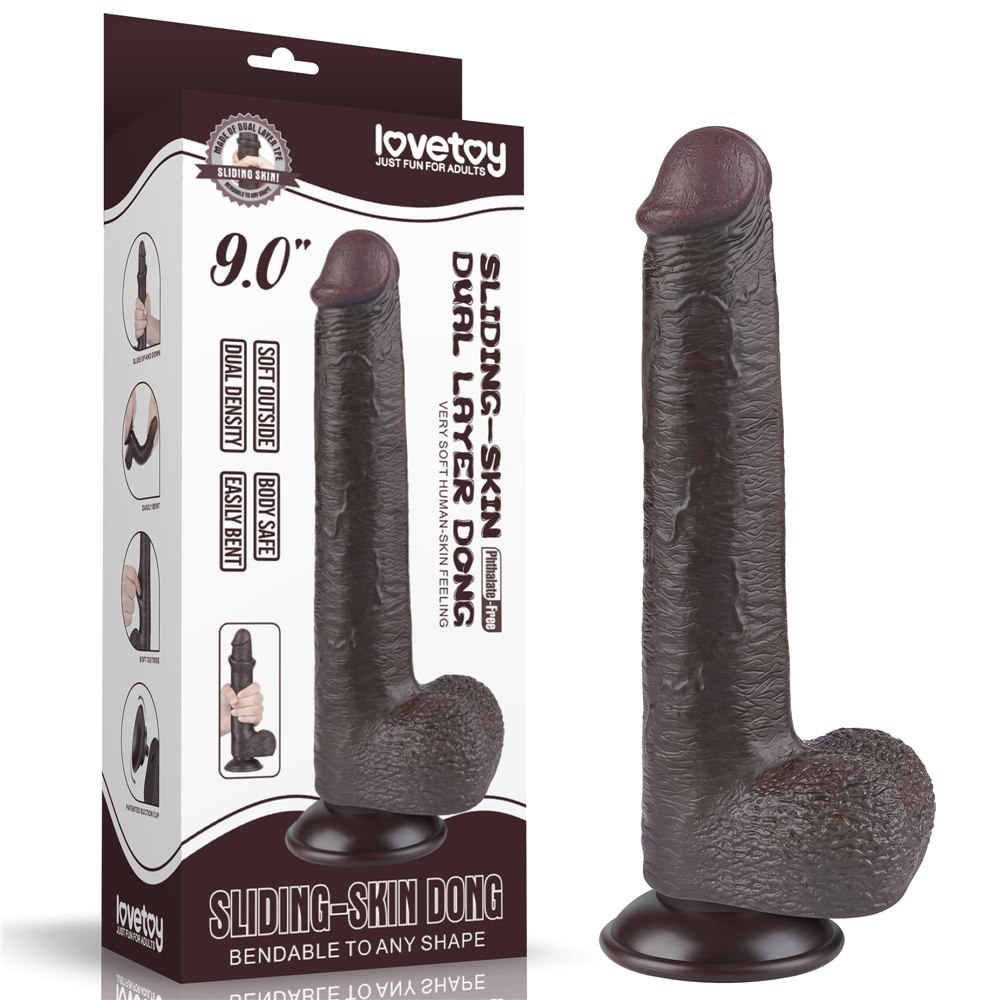 Фаллоимитатор Sliding-Skin Dual Layer Dong 9, 23 см (коричневый)