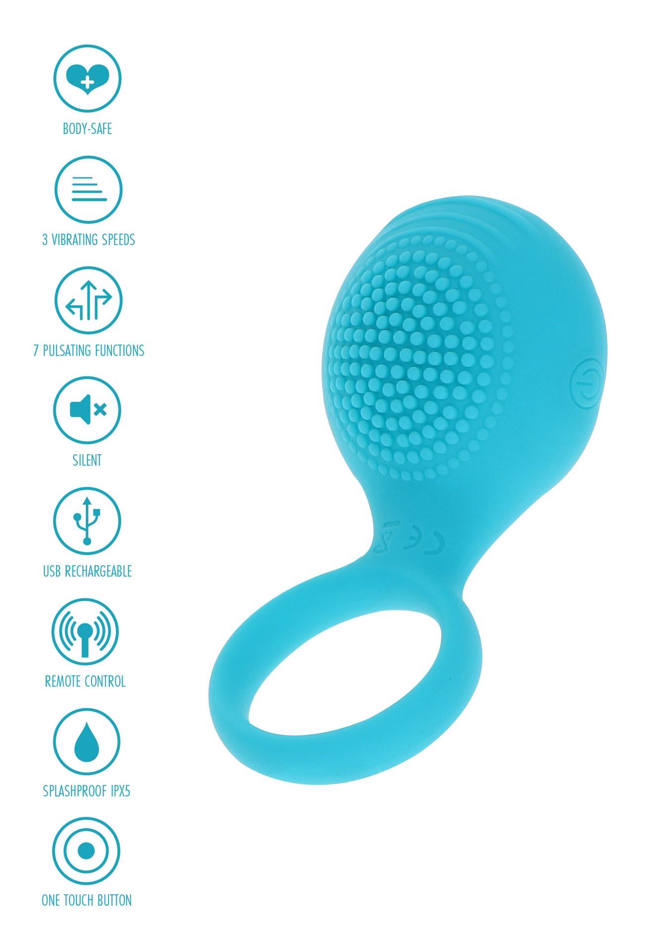 Виброкольцо Toy Joy Happiness Tickle Brush C-Ring, 8.2 см (голубой)