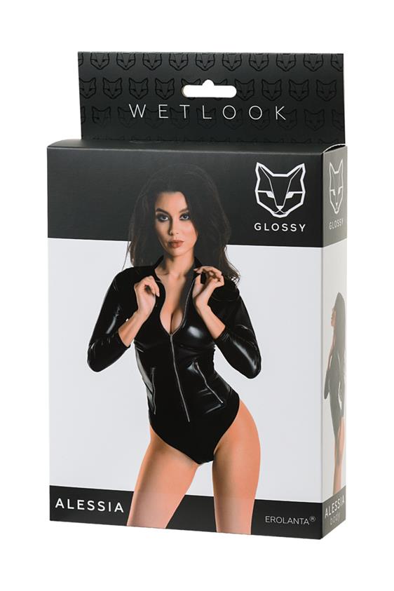 Боди Glossy Alessia Wetlook, M (черный)