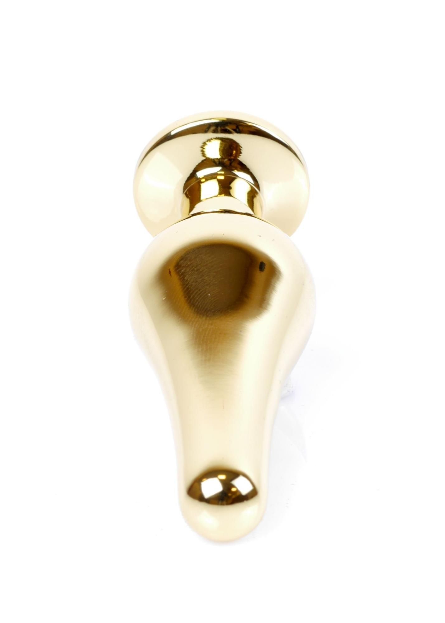 Metalowy korek analny z kryształem Boss Jewellery Gold Butt Plug Light, 9,5 cm (niebieski)