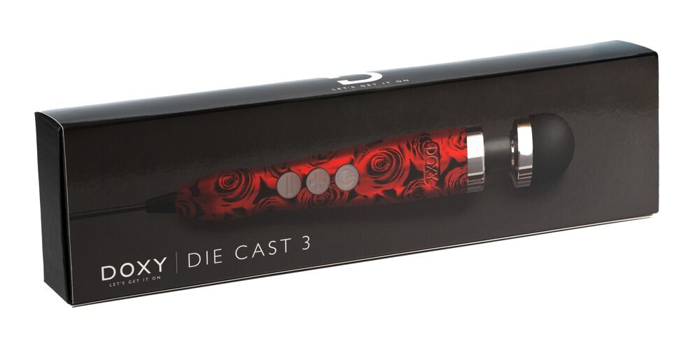 Вибромассажер Doxy Die Cast, 33 см (черный с красным)