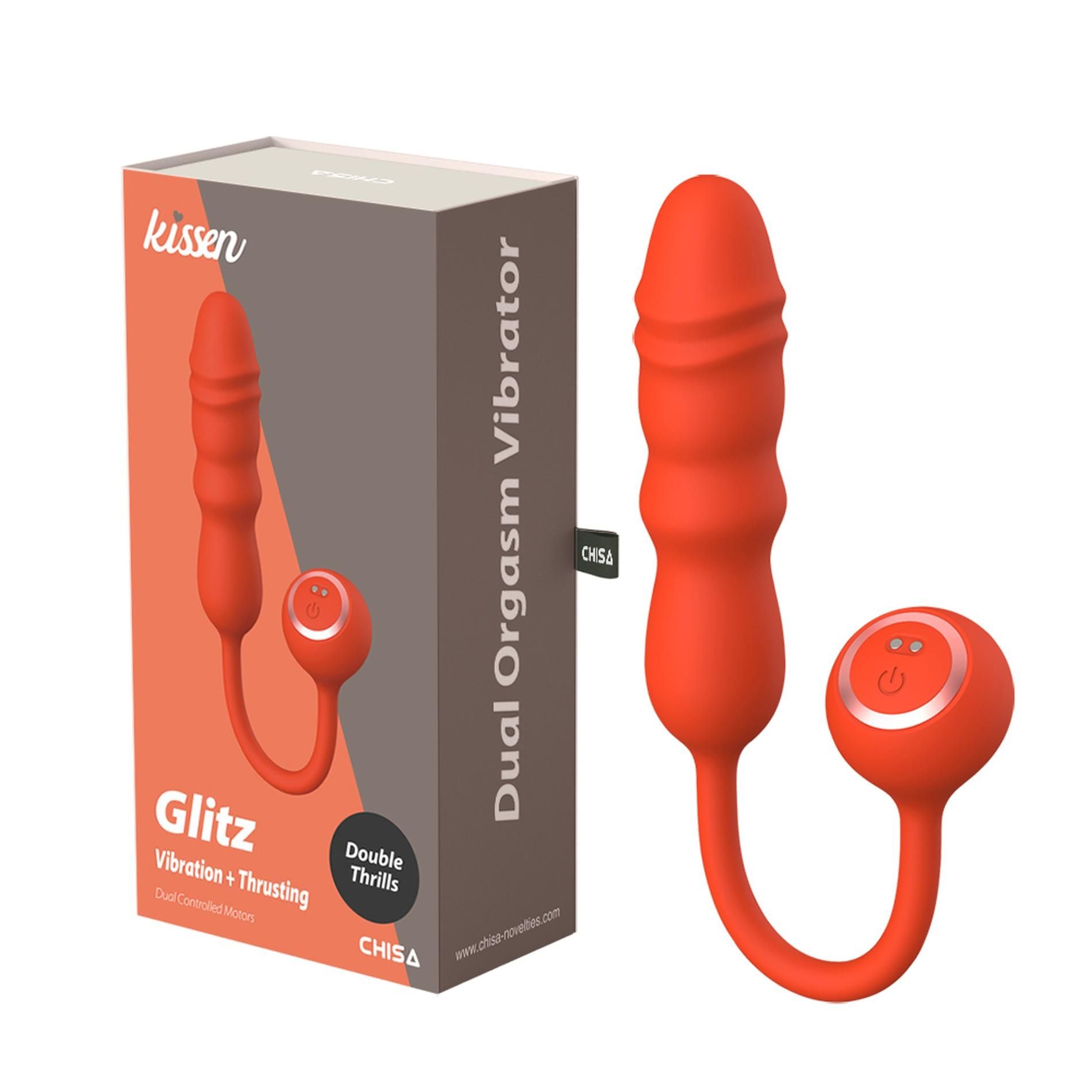Вибратор Kissen Glitzи, 26,8 см (красный)