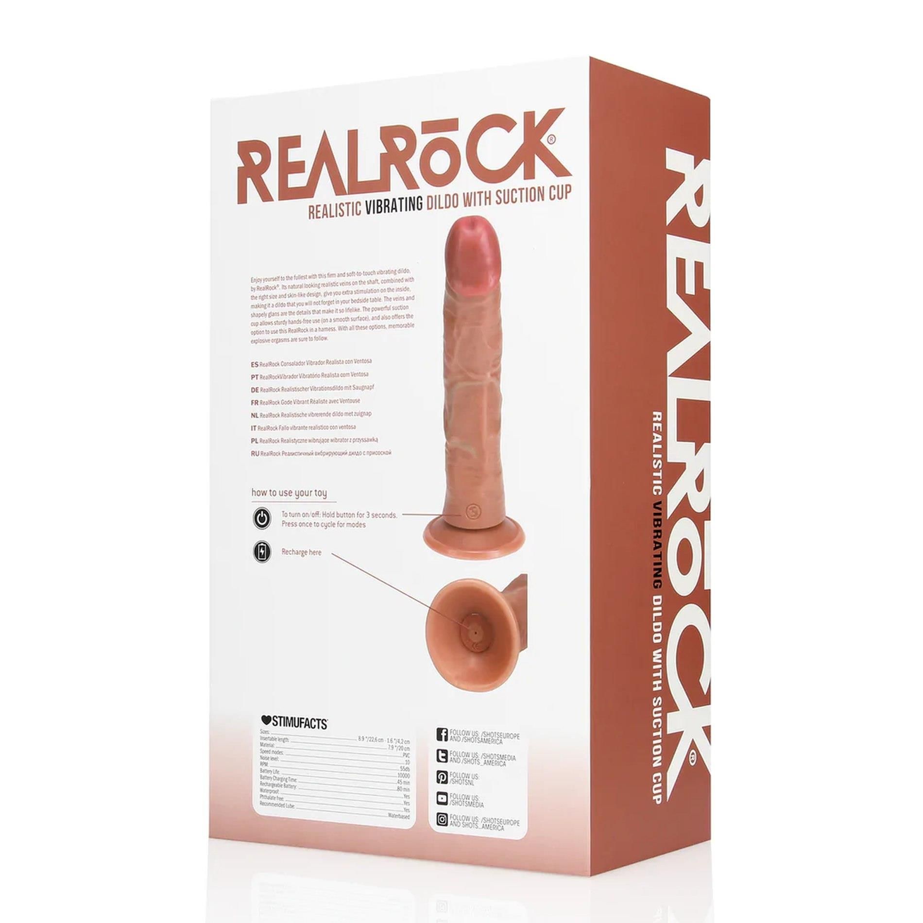 Вибратор RealRock Regular Curved Cock, 20.5 см (коричневый)