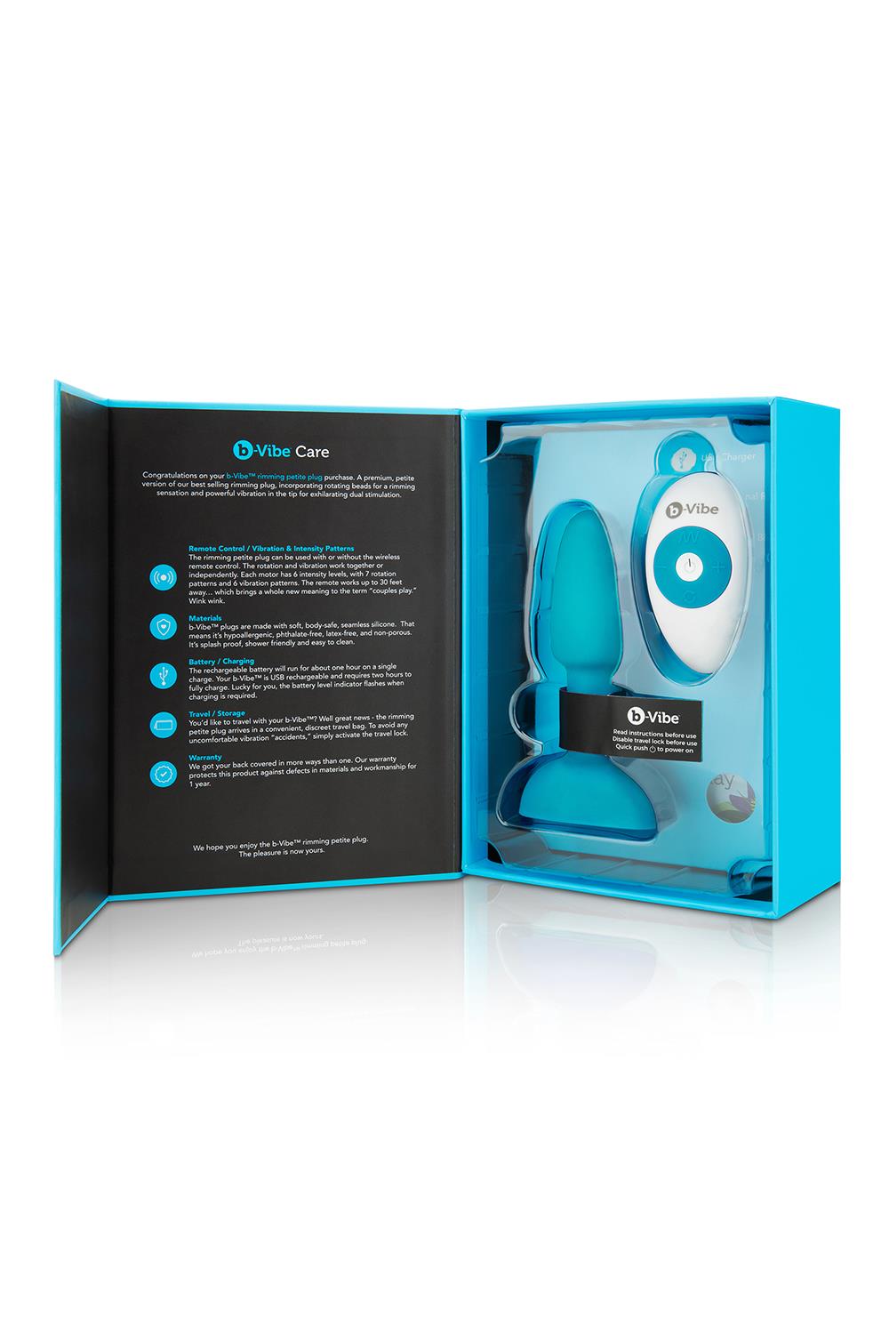 Korek analny B-Vibe Rimming Plug Petite, 12.4 cm (turkusowy)