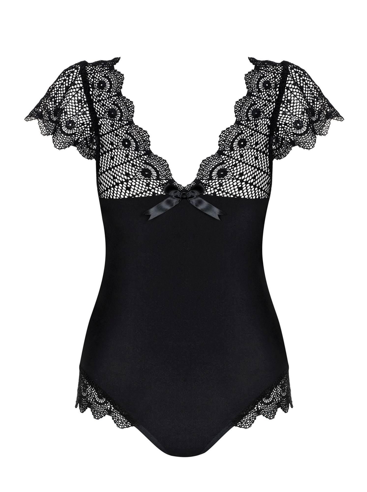 Эротический боди Obsessive Moketta Teddy, S/M (черный)