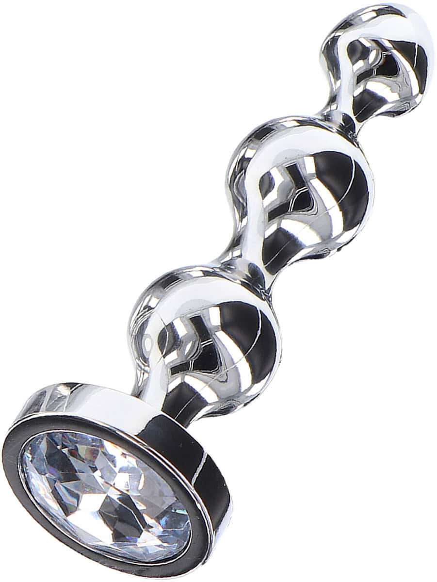 Stymulator analny Anal Play Diamond Star Beads M, 11,7 cm (srebrny)