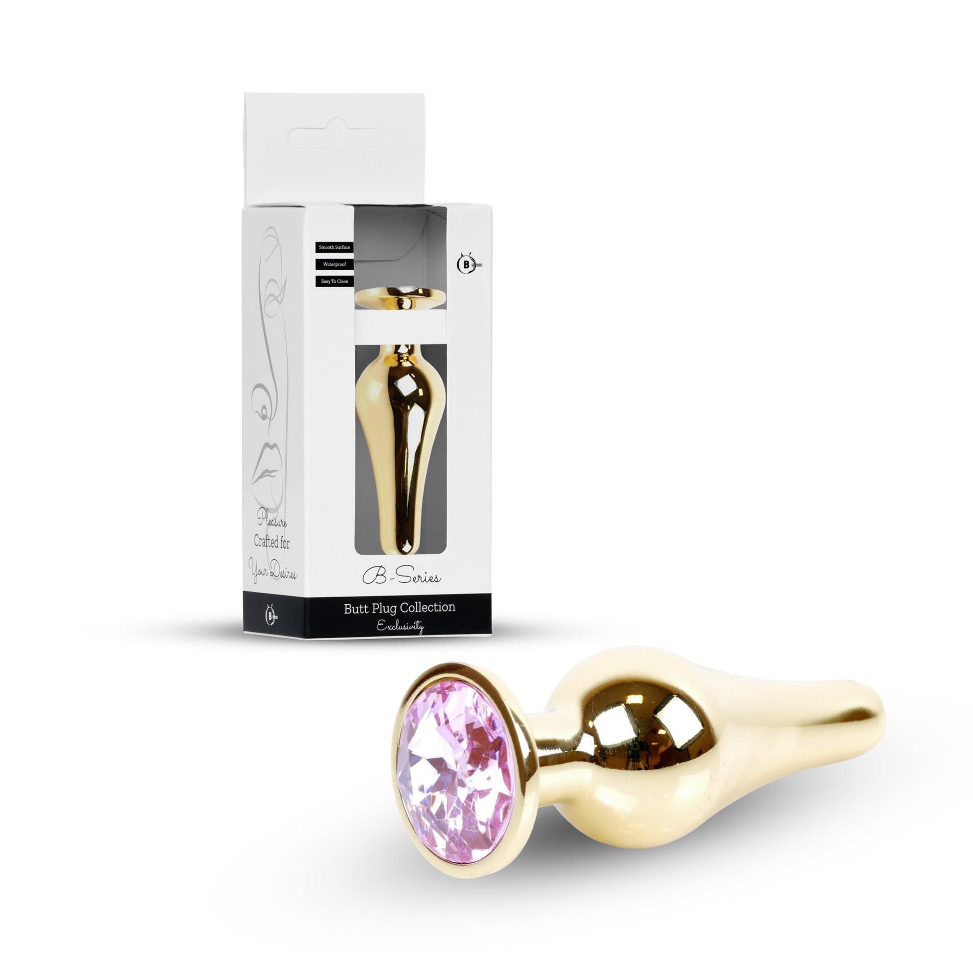 Korek analny B - seria HeavyFun Gold, 9.5 cm (jasnoróżowy)