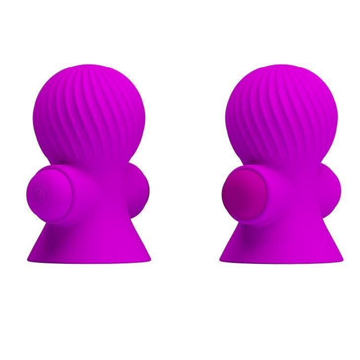 Wibrujące pompki do sutków Pretty Love Nipple Sucker, 7,2 cm (fioletowy)