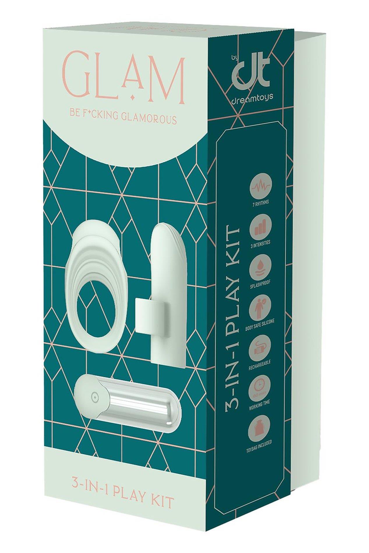Zestaw zabawek erotycznych Glam 3-in-1 Play Kit, 3 szt (turkus)