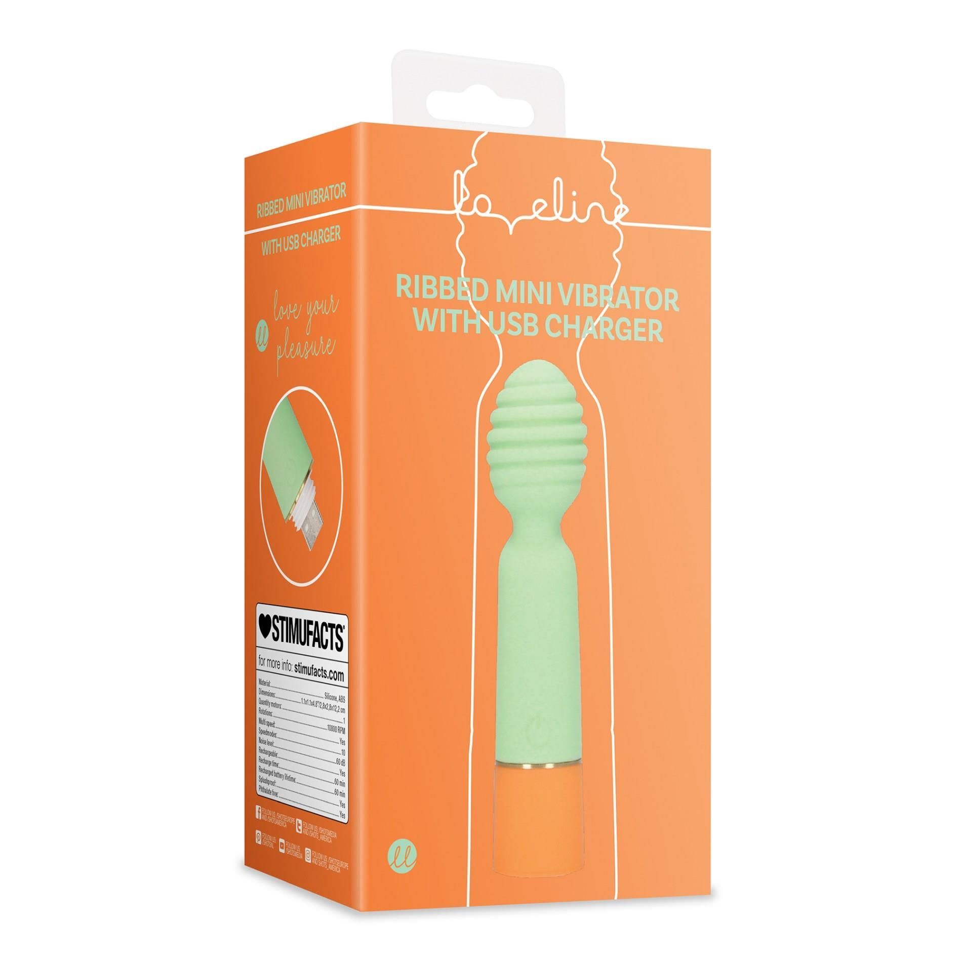 Вибратор Loveline Ribbed Mini, 12 см (зеленый)