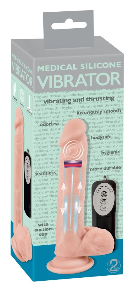 Medical Silicone - Wibrator, W kolorze cielistym, 21 cm