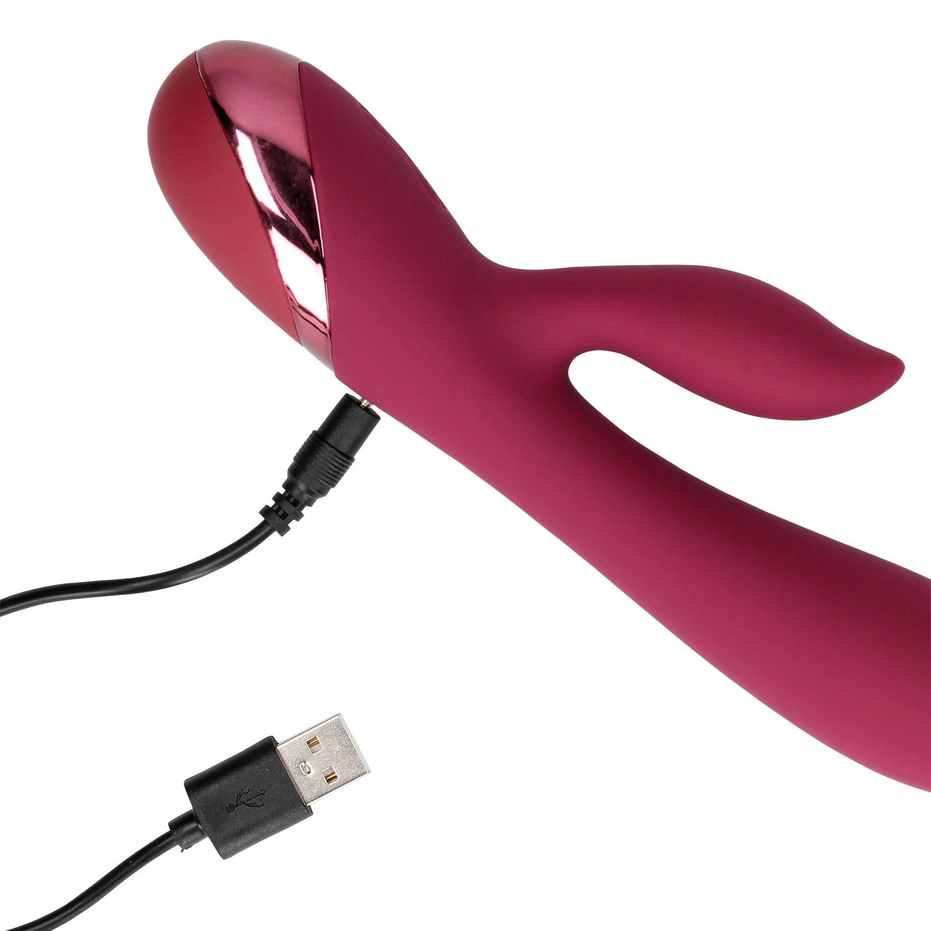 Вибратор-кролик Loveline Smooth Silicone Rabbit, 20 см (вишневый)