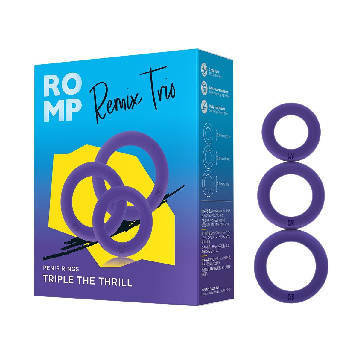 Эрекционные кольца Romp Remix Trio, 3 шт (фиолетовый)