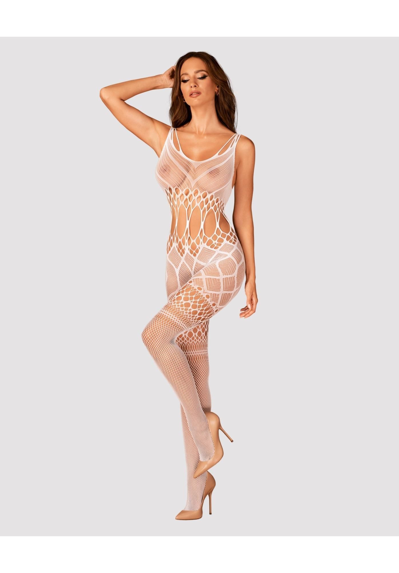 Женский сетчатый боди Obsessive Bodystocking G330 S/M/L (белый)
