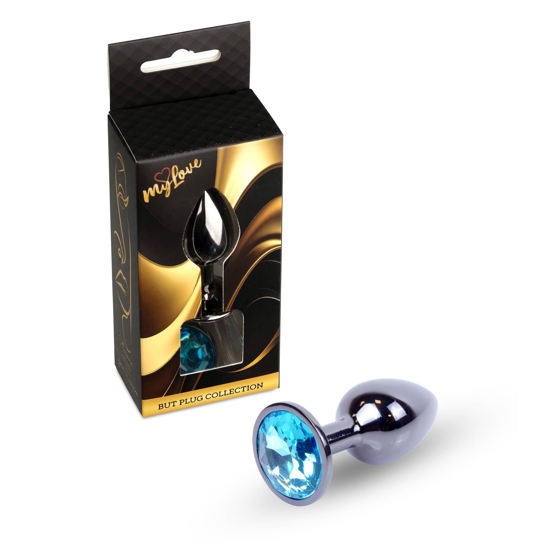 Анальна пробка MyLove Toys Jewellery Dark Silver Plug, 7 см (блакитний)
