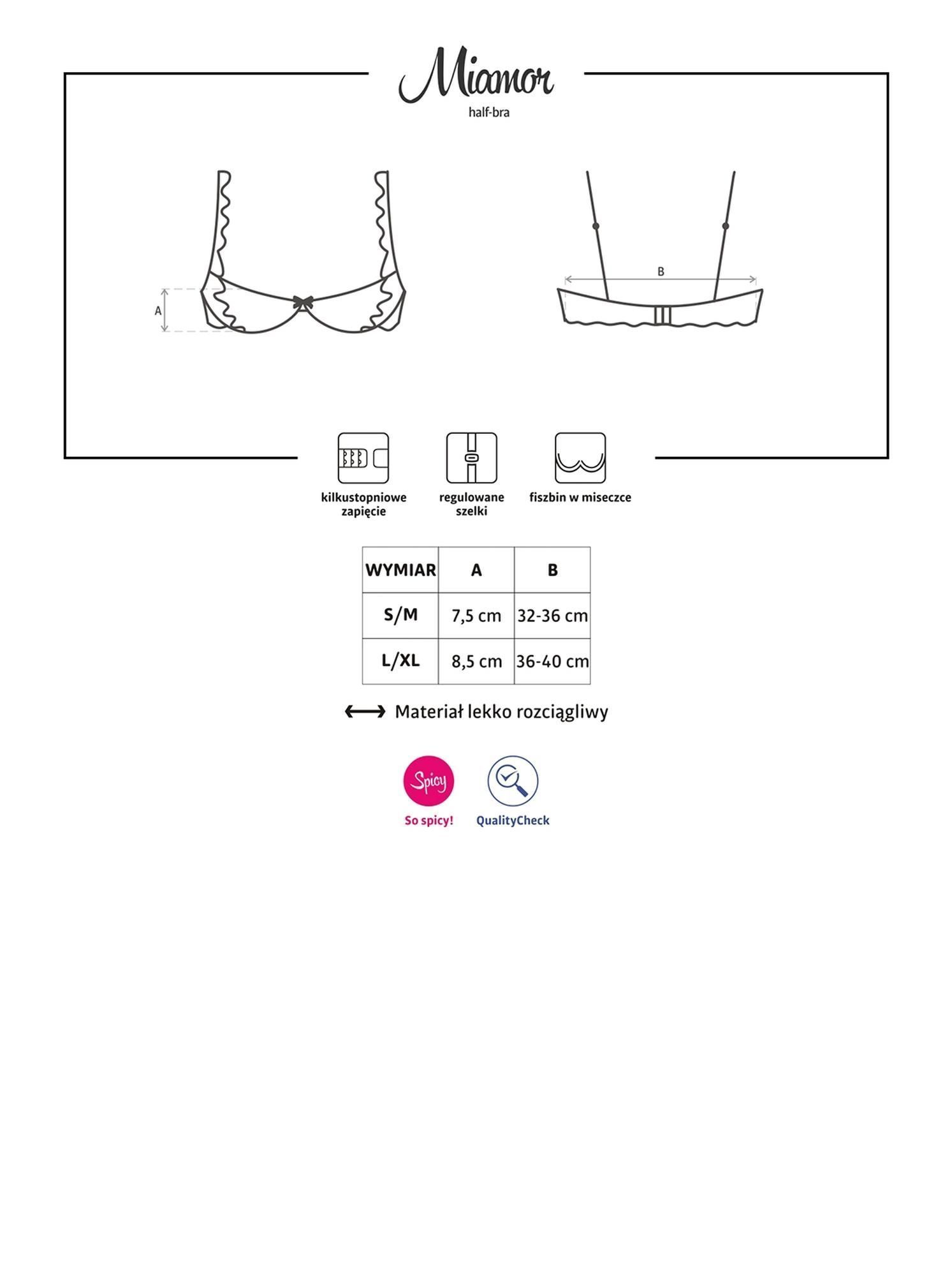 Бюстгальтер открытый Obsessive Miamor, L/XL (черный)