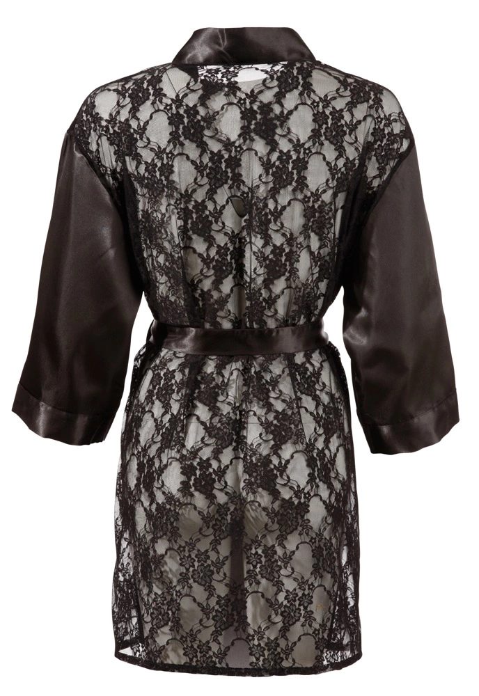 Пеньюар Cottelli Lingerie Lace Kimono, S/M (черный)