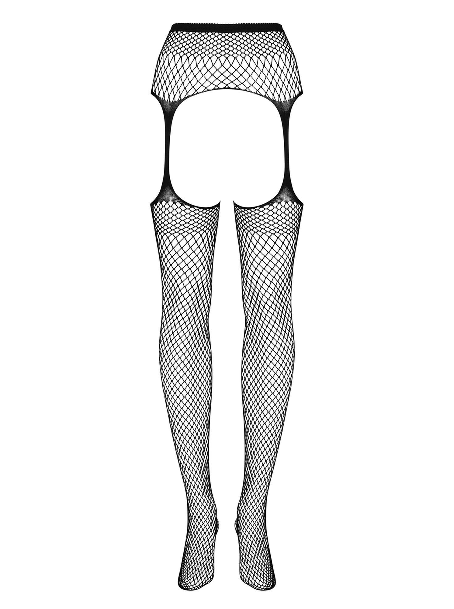 Pończochy erotyczne z pasem  Obsessive Garter S815, S-L ( czarny)