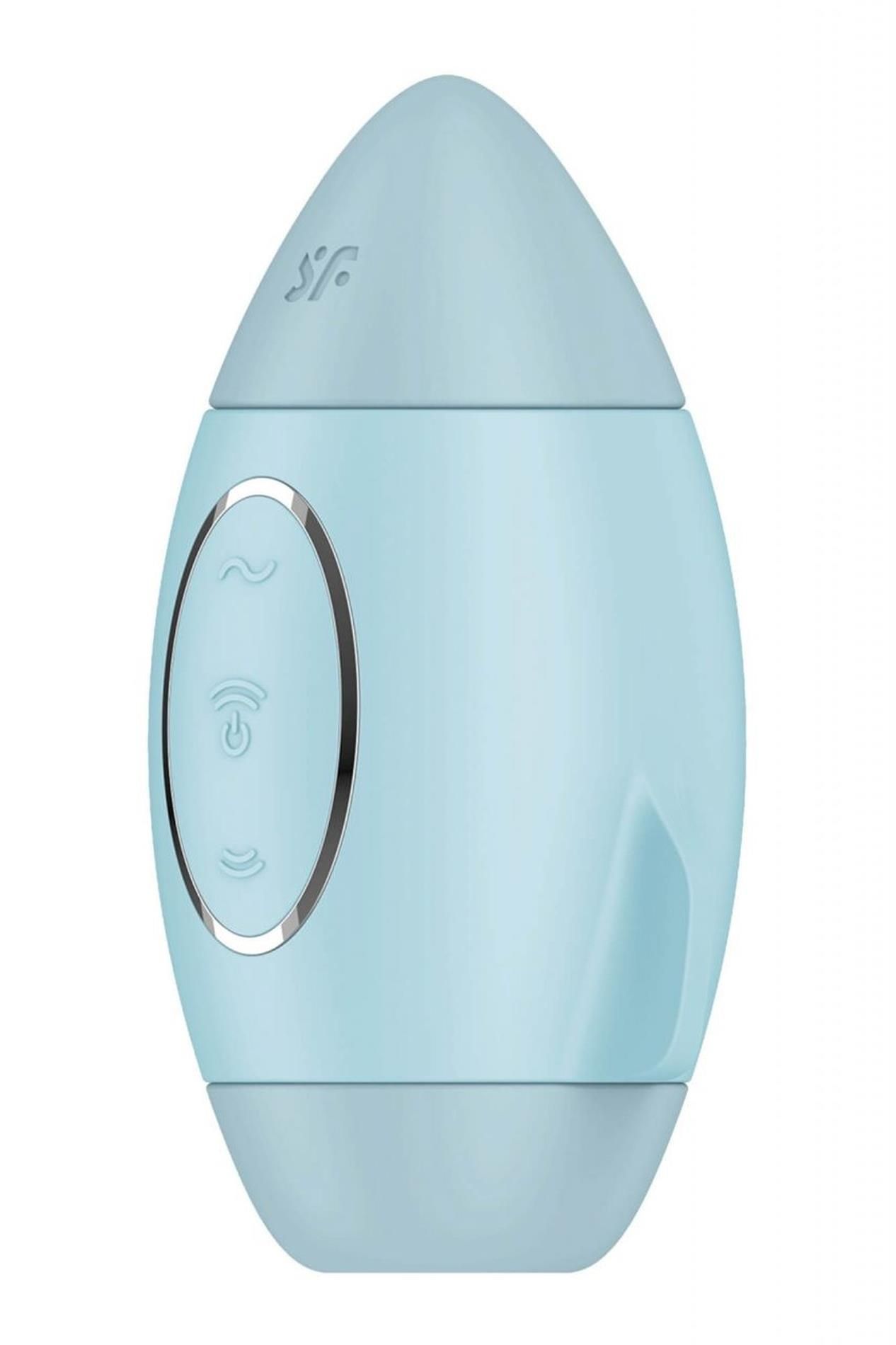 Вакуумный стимулятор клитора с вибрацией Satisfyer Mission Control (голубой)