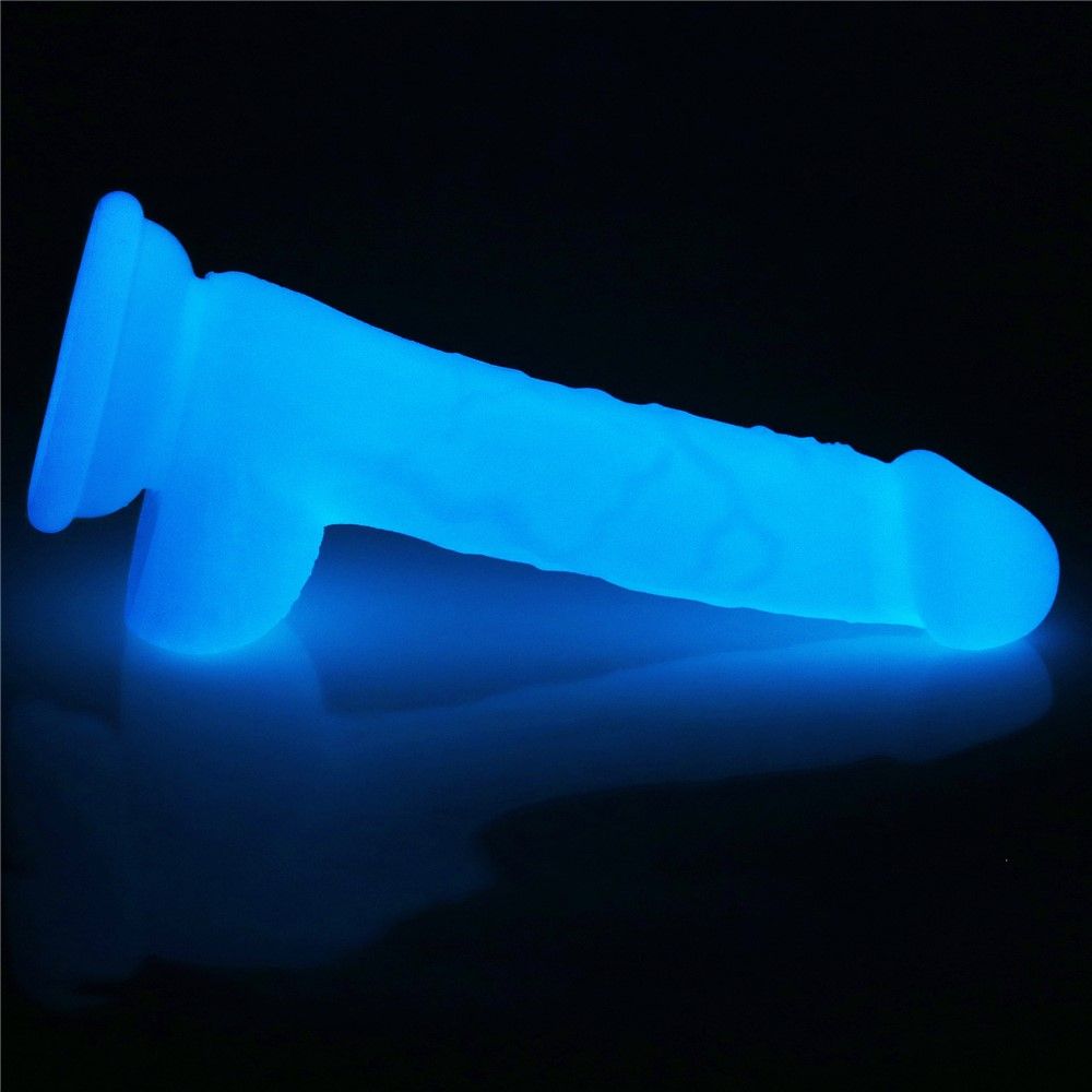 Неоновый фаллоимитатор LoveToy Lumino Play, 18 см (синий)