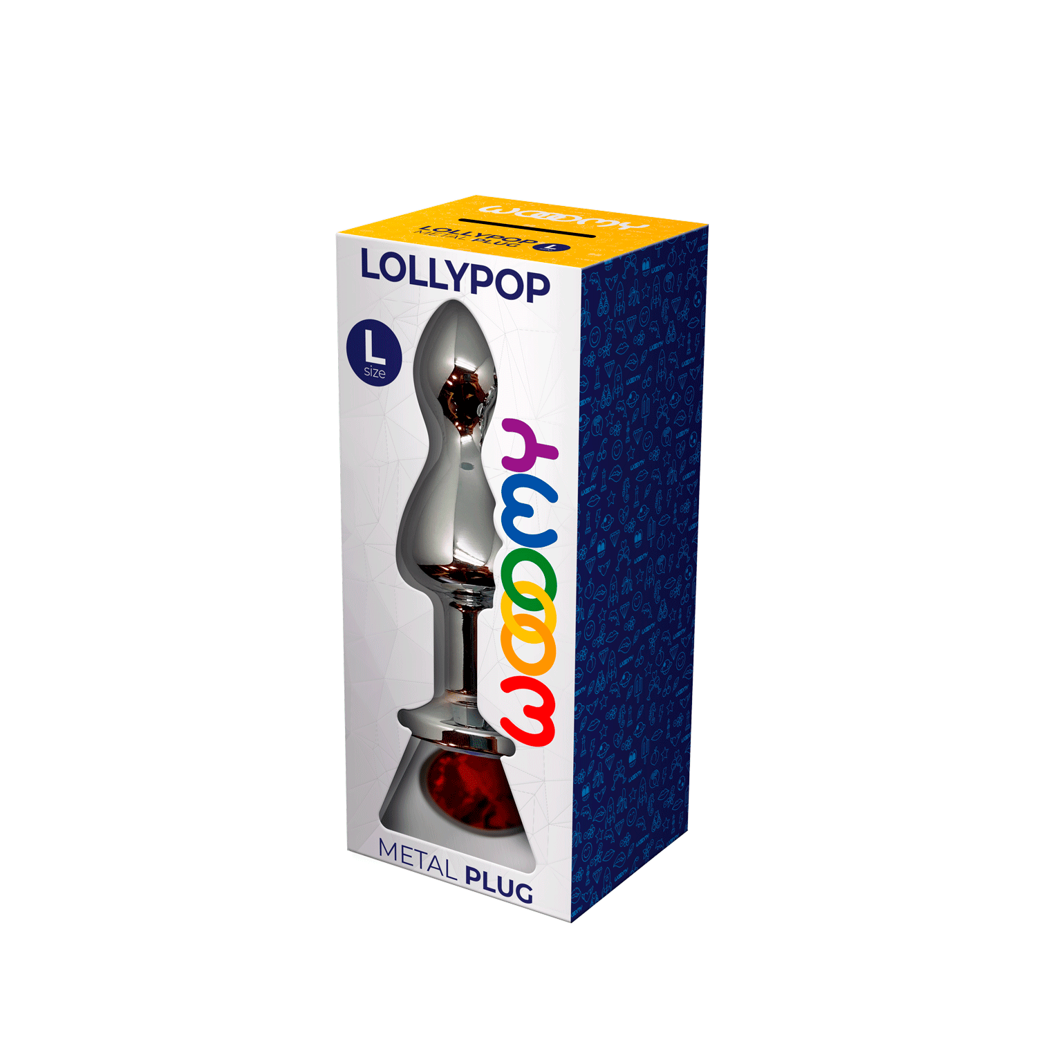 Анальна пробка з кристалом Wooomy Lollypop Double Ball Metal L, 10.5 см (червоний)