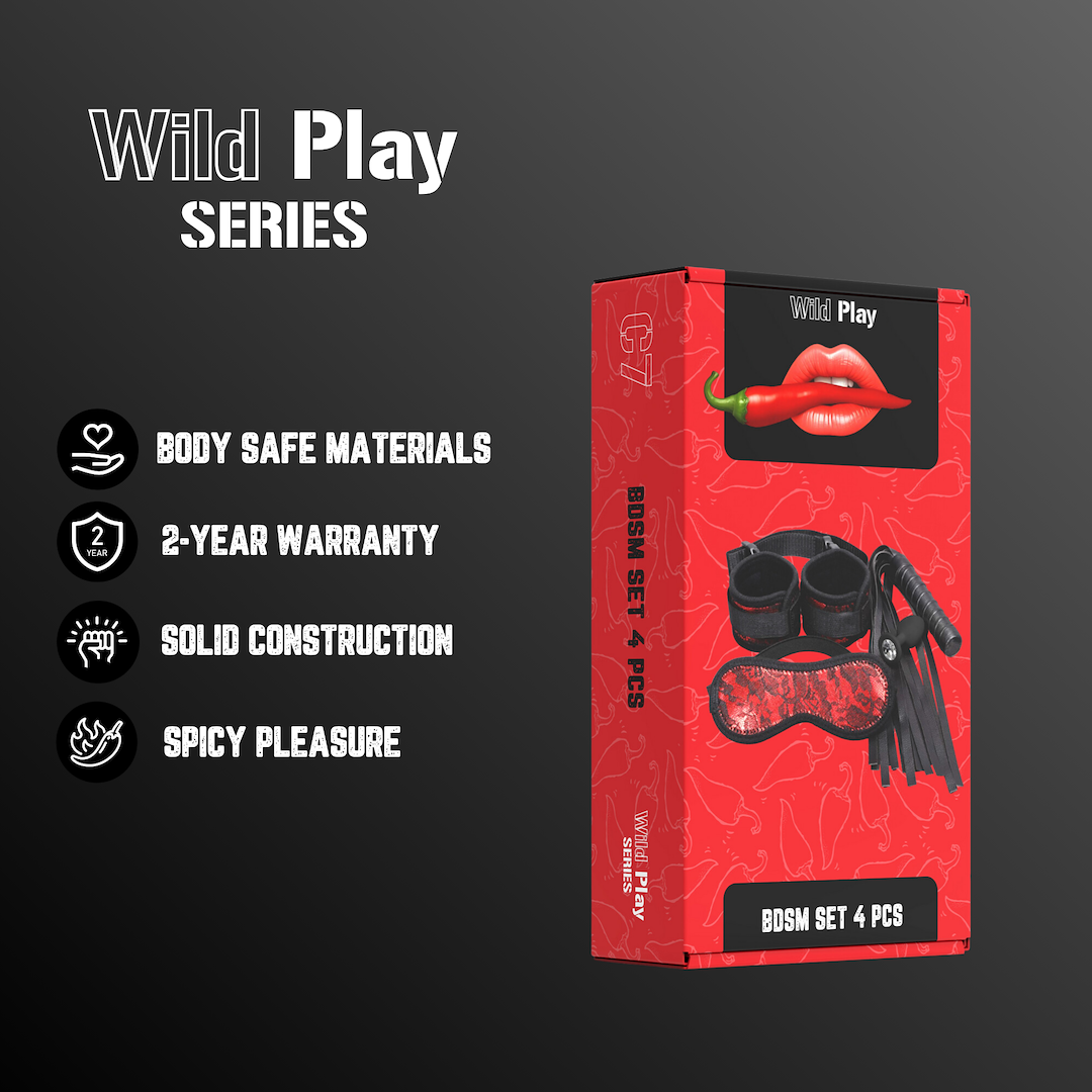 BDSM-набор Erospace Wild Play C7, 4 шт (черный)