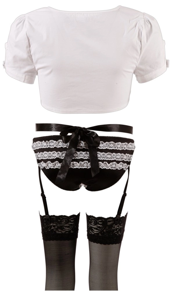Сексуальный костюм Cottelli Collection Maid Set, L (черный с белым)