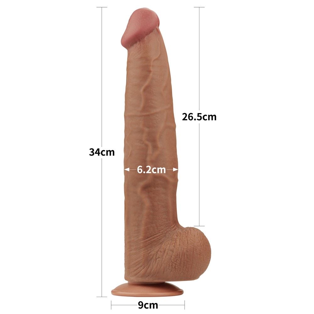Фаллоимитатор LoveToy Sliding-Skin Dual Layer Dong King Sized, 34 см (коричневый)