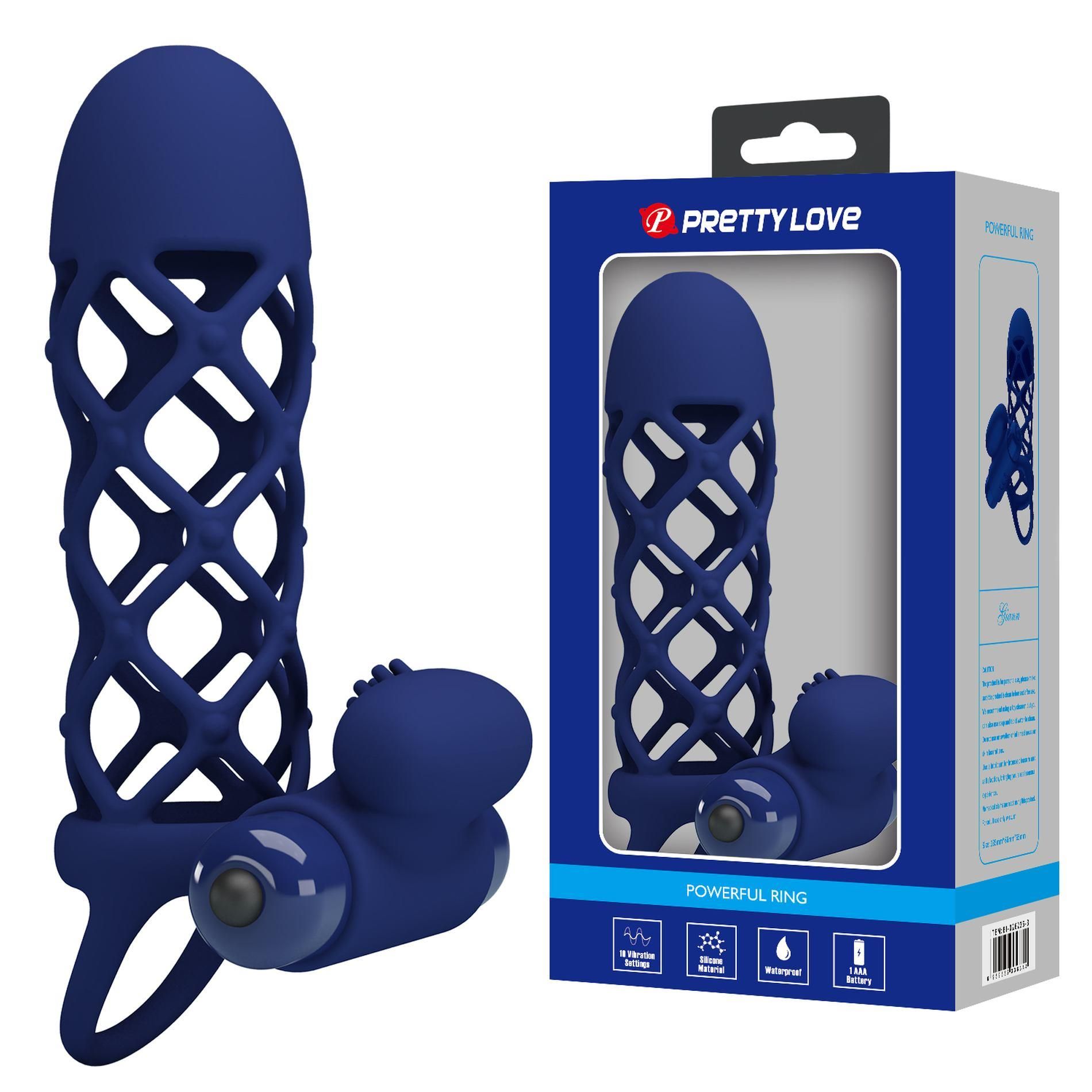 Насадка на пенис Pretty Love Penis Sleeve, 13.5 см (синий)