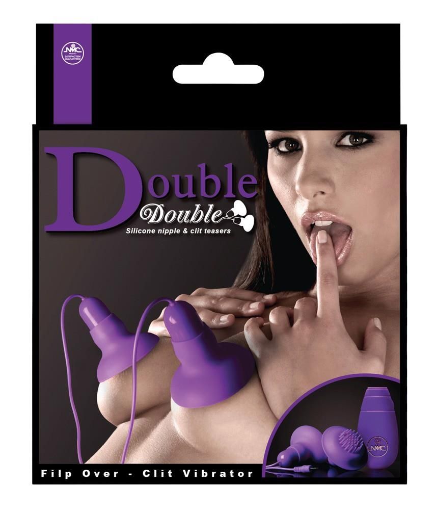 Помпа для сосков с вибрацией Orion Double Double Nipple and Clitoris Stimulators, 7 см (фиолетовый)
