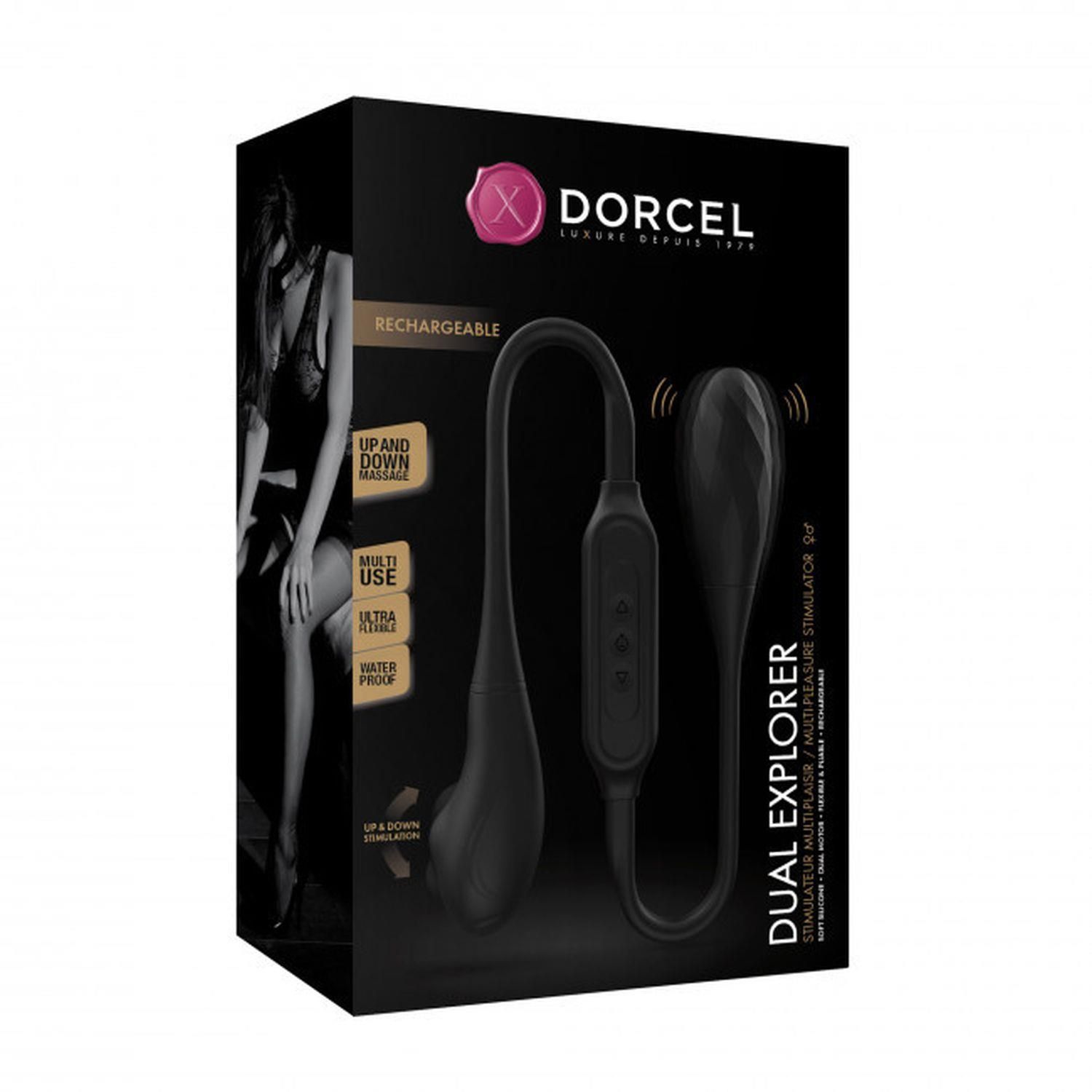 Двухсторонний вибромассажер Dorcel Dual Explorer, 55,7 см (черный)