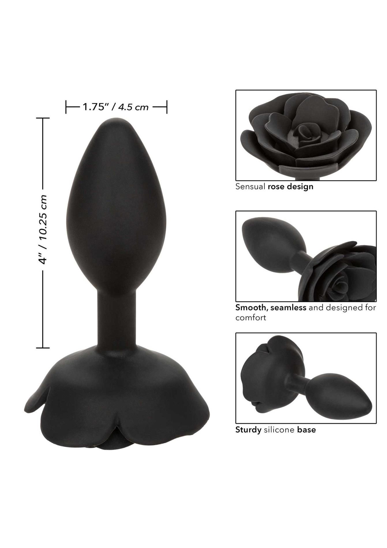 Анальная пробка Calexotics Rose Anal Plug Small, 10.2 см (черный)