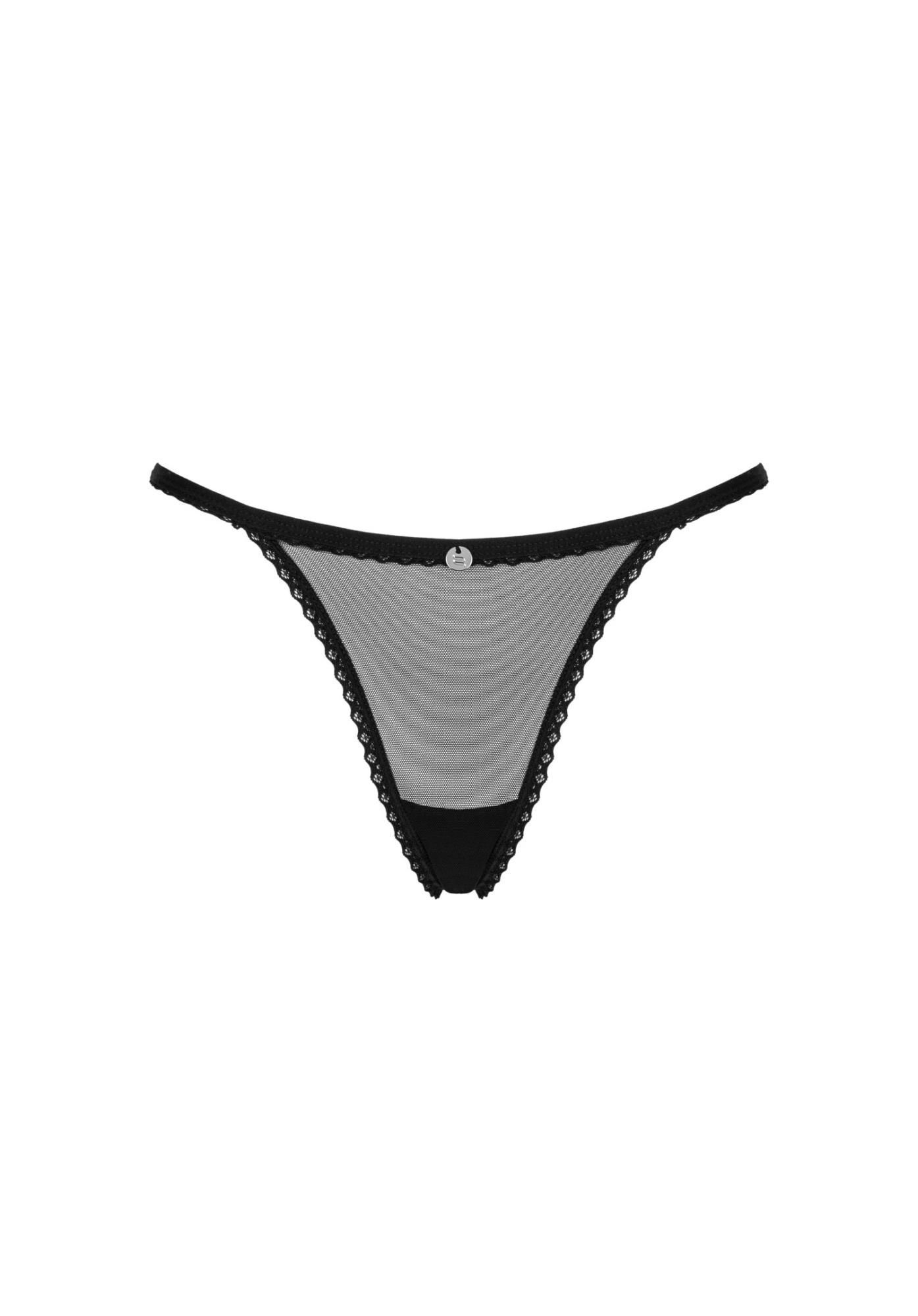 Трусики-стринги Obsessive Celia Noir, XL/XXL (черный)