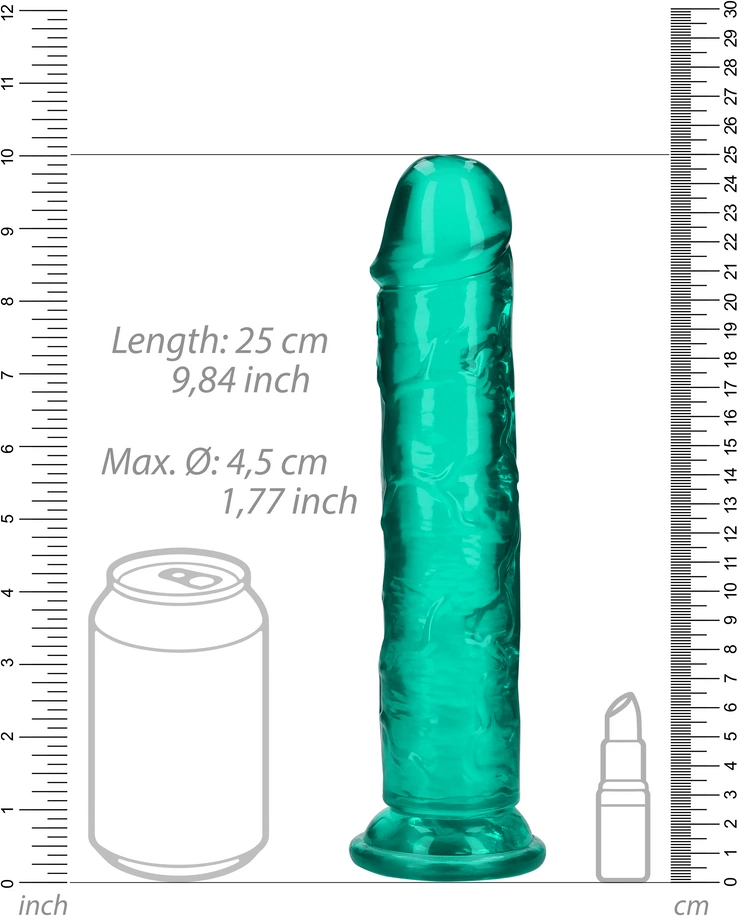 Фаллоимитатор RealRock Crystal Clear 9'', 23 см (зеленый)