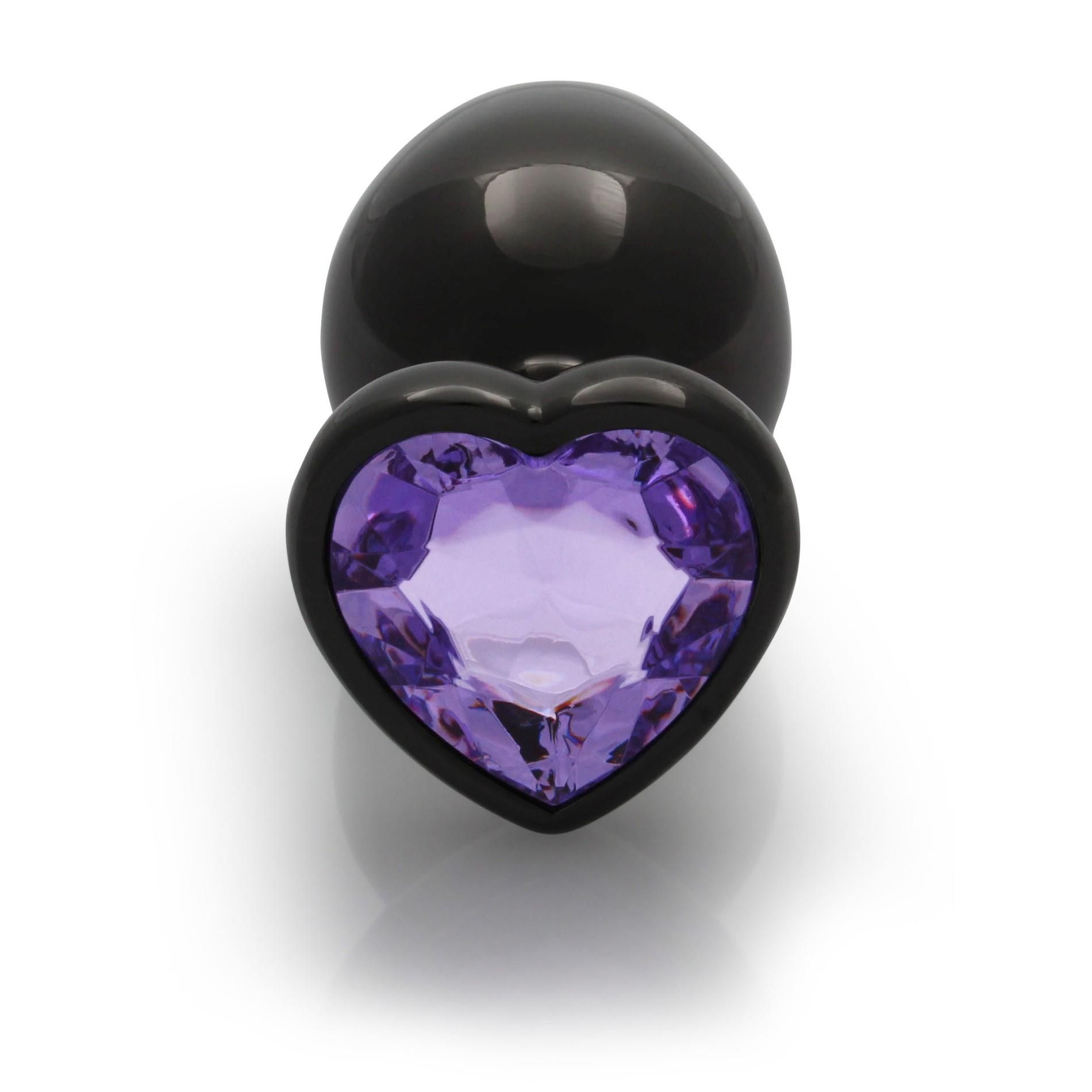 Korek analny Ouch! Heart Gem Butt Plug Small, 6.9 cm (czarny)
