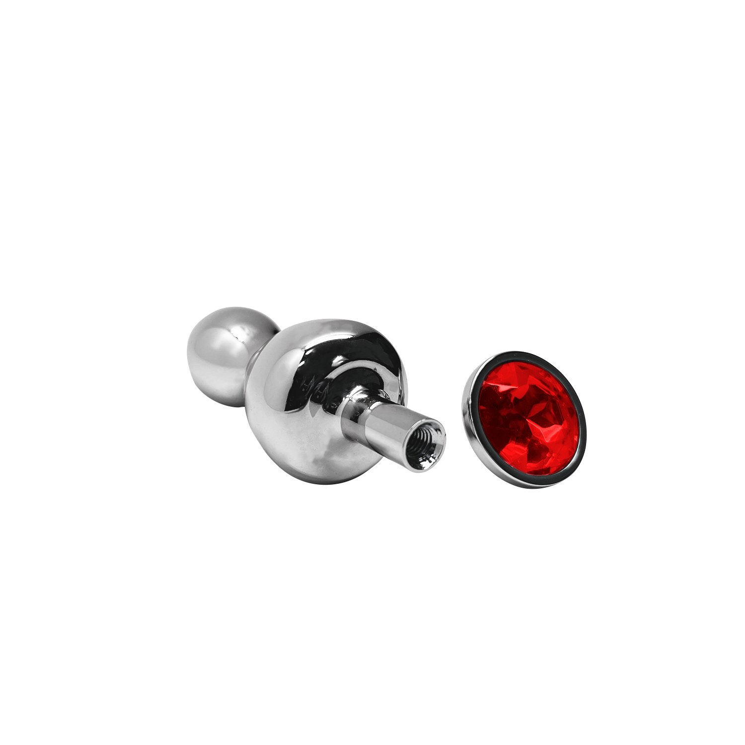 Анальна пробка з кристалом Wooomy Lollypop Double Ball Metal L, 10.5 см (червоний)
