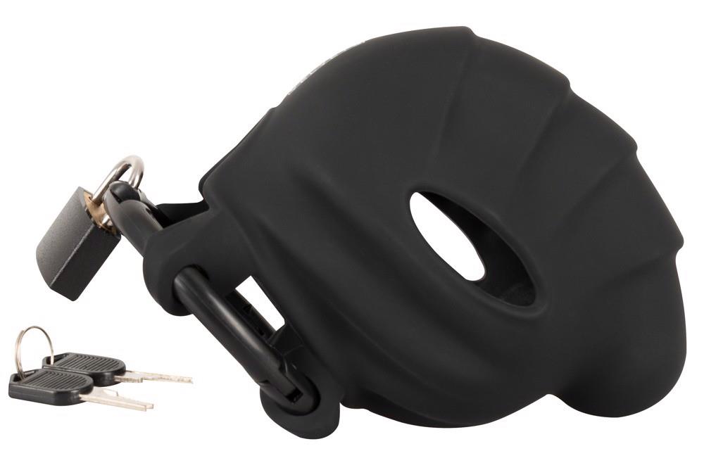 Мужской пояс верности Black Velvets Cock & Ball Cage, 10 см (черный)